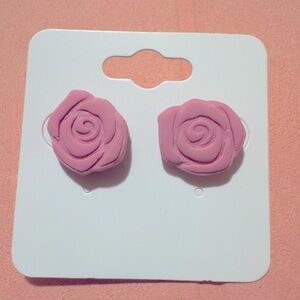 Pink rose earrings